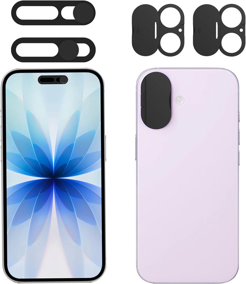 EYSOFT Privacy Lens Cover Compatible for iPhone 17 with Front Camera Cover,Protect Privacy and Security But Not Affect Facial Recognition（2Pack） Black - Image 1